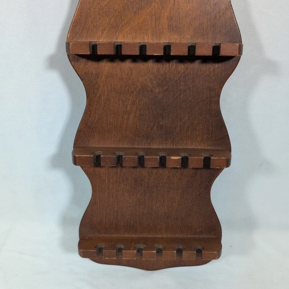 Vintage MCM Wood Rack Display Holder For Souvenir Tea Spoon Or Hankie Collection